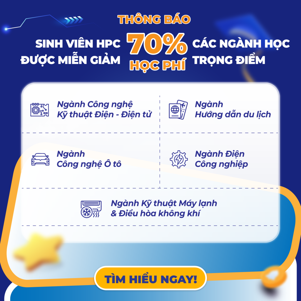 sinh viên HPC được miễn giảm 70% học phí