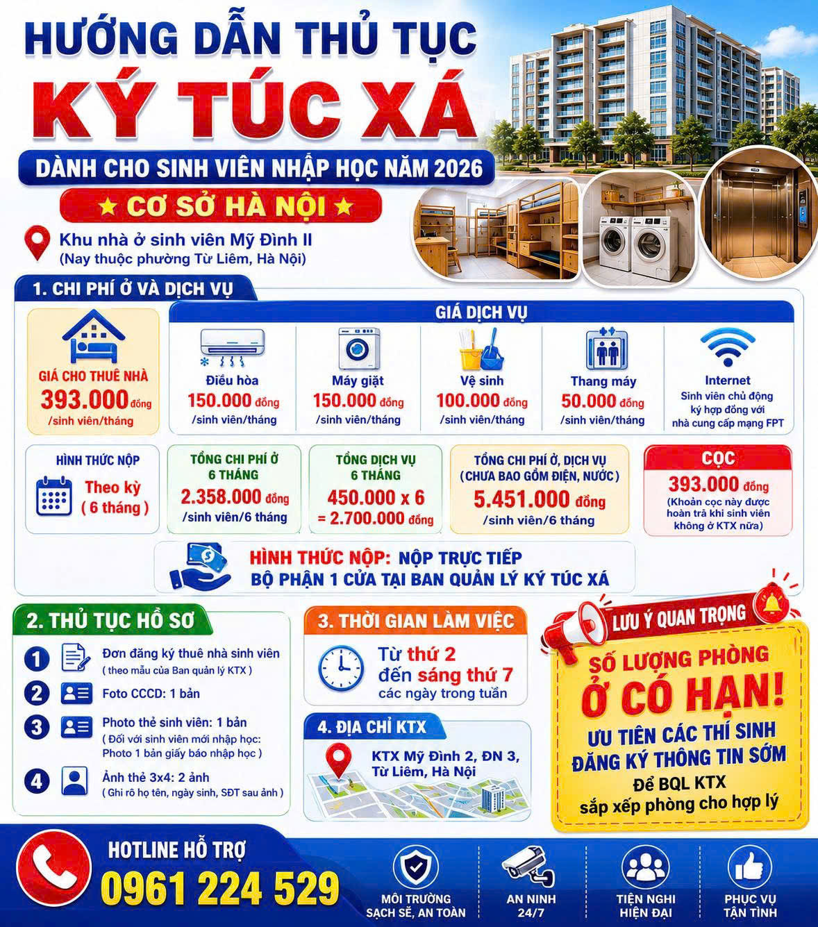 HƯỚNG DẪN THỦ TỤC ĐĂNG KÝ KÝ TÚC XÁ DÀNH CHO TÂN SINH VIÊN NHẬP HỌC NĂM 2026 (CƠ SỞ HÀ NỘI)